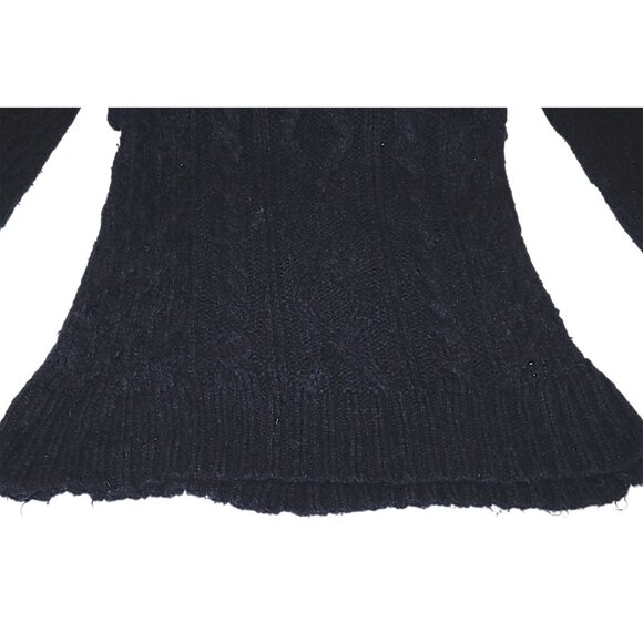 Free People Black Cable Knit Turtleneck L Sweater Dress Boho Cozy - Picture 5 of 9